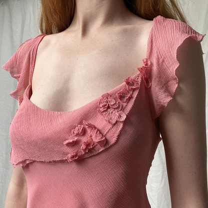 Vintage Sheath Straps Pink Chiffon Homecoming Dress Wedding Guest Dress SH4428