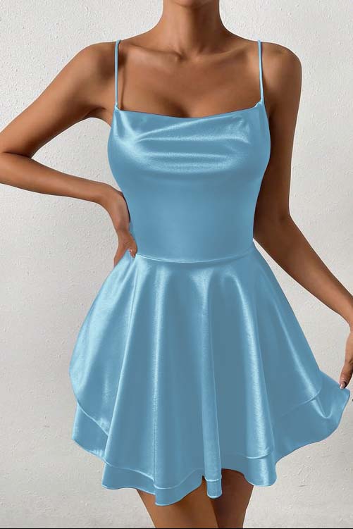 Sleeveless Spaghetti Strap Short Homecoming Dress With Ruffles HC0138