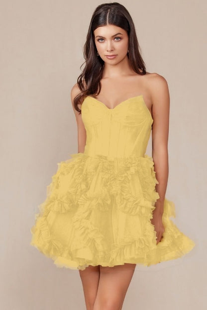 Tulle Sweetheart Sleeveless Short Homecoming Dress With Ruffles HC0123