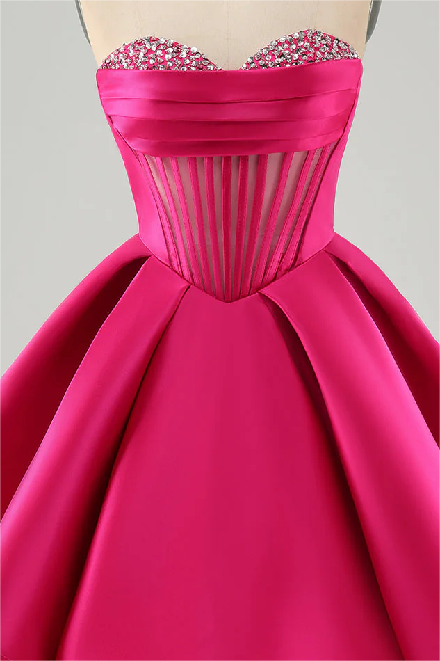 Hellodresses Fuchsia Sweetheart Sleeveless A Line Short Homecoming Dress With Sequins