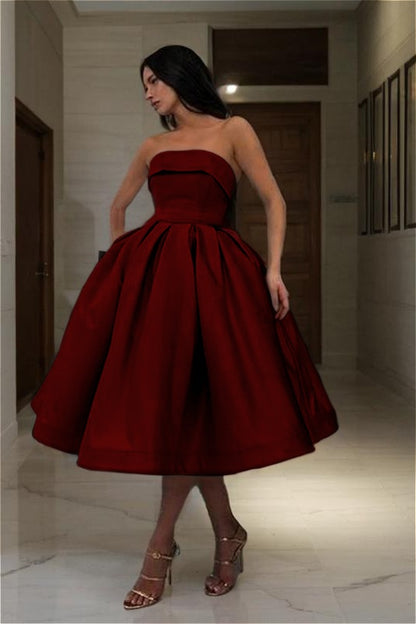 Stylish Sky Blue Strapless Sleeveless A Line Short Homecoming Dress With Pleated HC0042