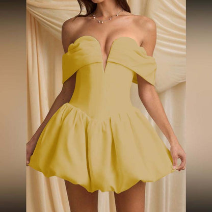 Off the Shoulder Sleeveless Short Homecoming Dress With Pleated HC0165