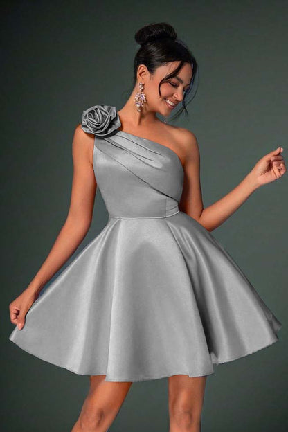 One Shoulder Sleeveless Short A Line Homecoming Dress With Pleated HC0183