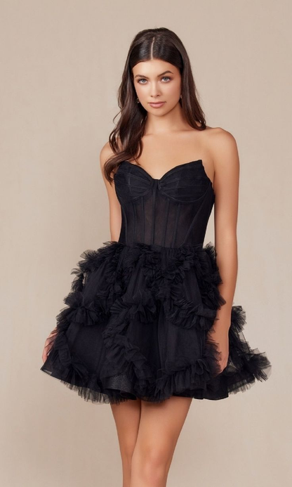 Tulle Sweetheart Sleeveless Short Homecoming Dress With Ruffles HC0123