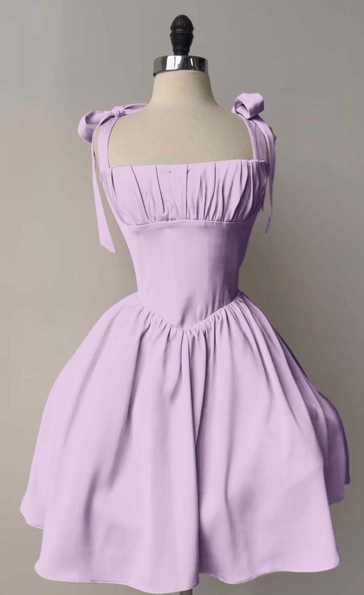 Straps Sleeveless Short A Line Homecoming Dress With Pleated HC0170