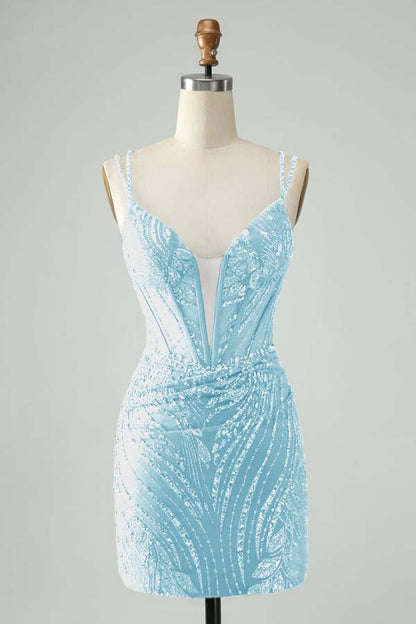 Spaghetti Strap Sleeveless Short Homecoming Dress With Appliques HC0130