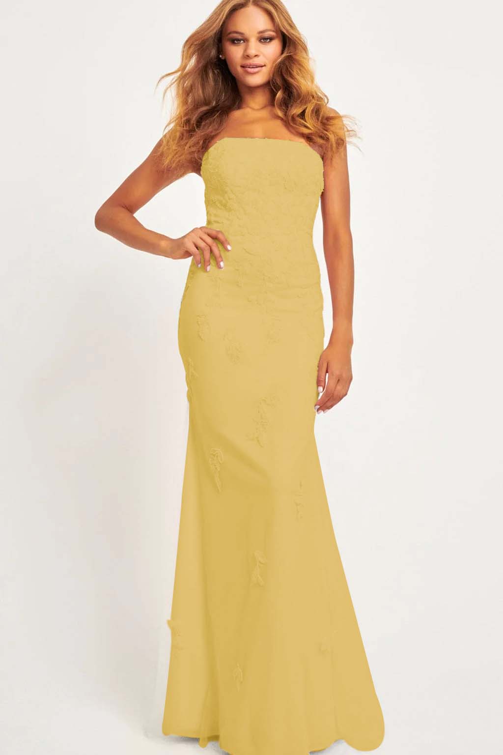 Gorgeous Blushing Pink Prom Dress Strapless Applique Sleeveless Slimming CY0001