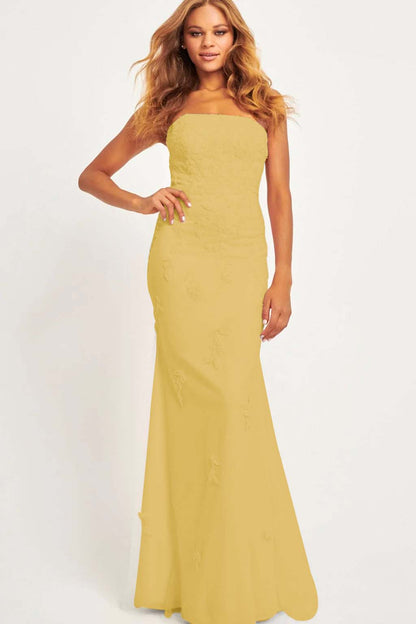 Gorgeous Blushing Pink Prom Dress Strapless Applique Sleeveless Slimming CY0001