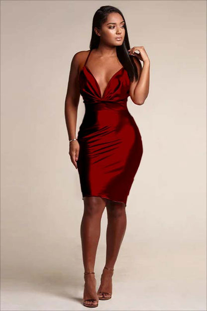 Hellodresses Spaghetti Strap Deep V Neck Sleeveless Short Homecoming Dress With Pleated