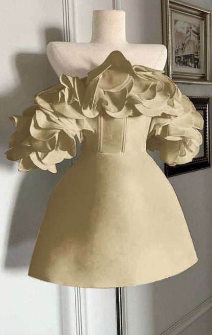 Off the Shoulder Sleeveless Short Homecoming Dress With Ruffles HC0153