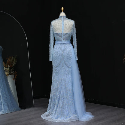 Stunning Brown Long Sleeve High Neck Evening Dress SS015