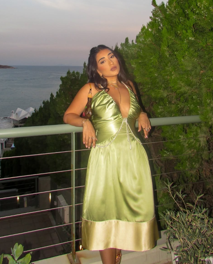 Sexy A Line V Neck Beaded Green Satin Open Back Long Party Dress Evening Dress SH2830