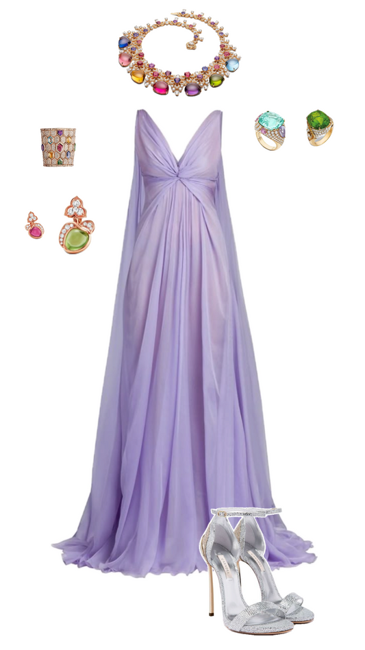 Gentle A Line V Neck Purple Chiffon Long Party Dress Evening Dress SH2839