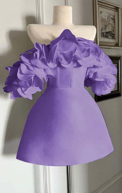 Off the Shoulder Sleeveless Short Homecoming Dress With Ruffles HC0153