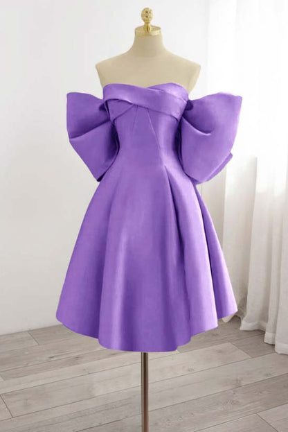 Strapless Sleeveless Short Homecoming Dress With Bowknot Pleated HC0177