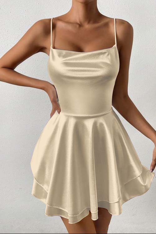 Sleeveless Spaghetti Strap Short Homecoming Dress With Ruffles HC0138