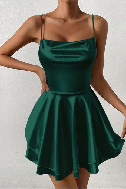 Sleeveless Spaghetti Strap Short Homecoming Dress With Ruffles HC0138
