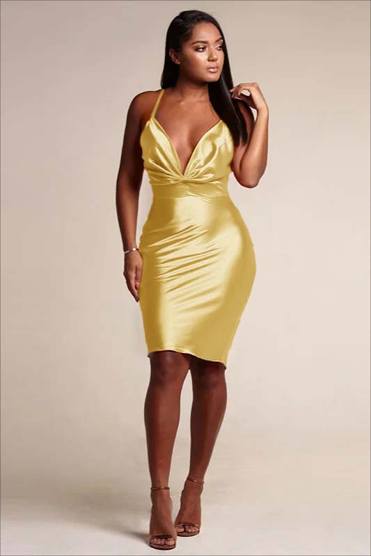 Hellodresses Spaghetti Strap Deep V Neck Sleeveless Short Homecoming Dress With Pleated