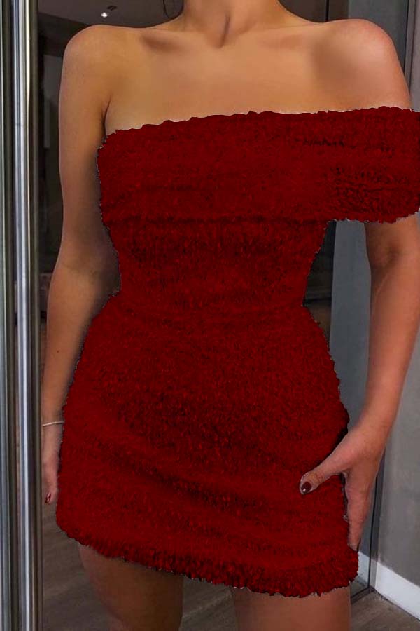 White Sequins One Shoulder Strapless Pleated Short Homecoming Dress with Beadings HC0016