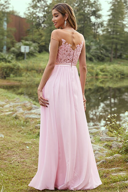 Cap Sleeve Bridesmaid Dress Split PD0269