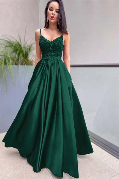 Royal Blue Prom Dress Lace Appliques With Pockets PD0209