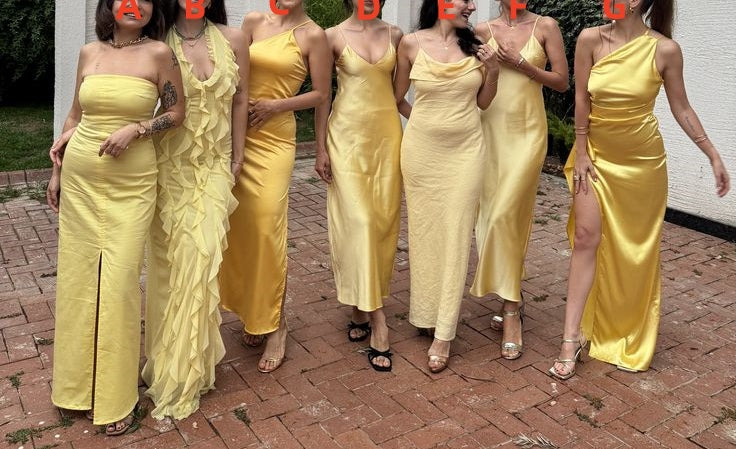 zelldressess-Yellow Elegant Simple Long Chiffon Satin Bridesmaid Dress gh5953