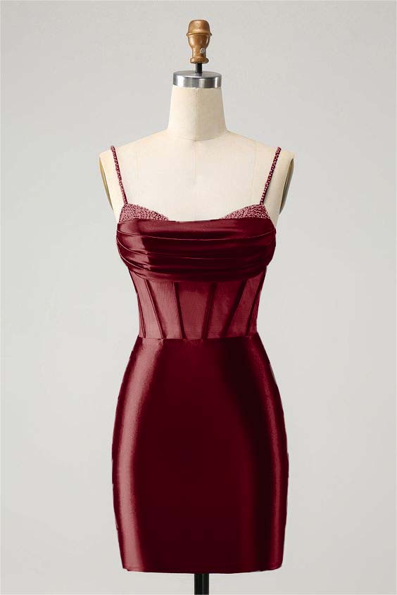 Hellodresses Royal Blue Spaghetti Strap Sleeveless Short Homecoming Dress With Beadings