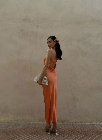 Stunning Sheath Strapless Sage Green Satin Bridesmaid Dress Evening Dress SH2837