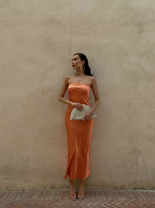 Stunning Sheath Strapless Sage Green Satin Bridesmaid Dress Evening Dress SH2837