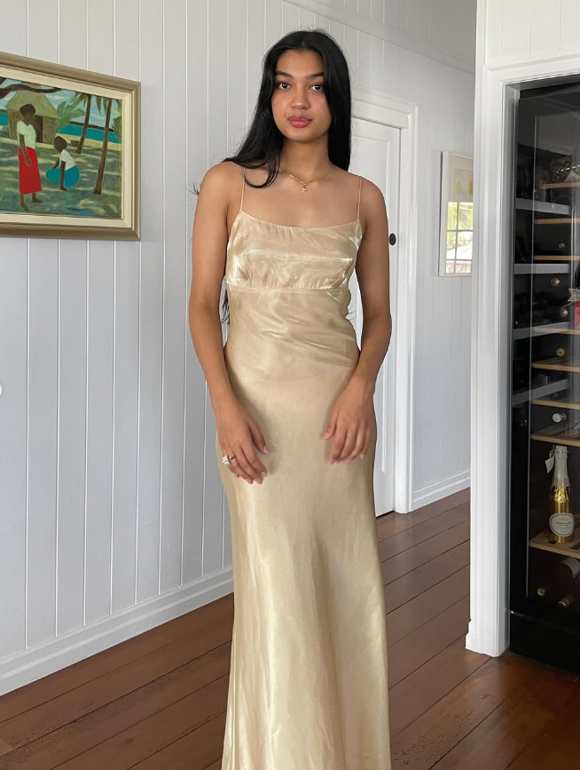 Simple Sheath Spaghetti Strap Satin Open Back Evening Dress Party Dress SH2688