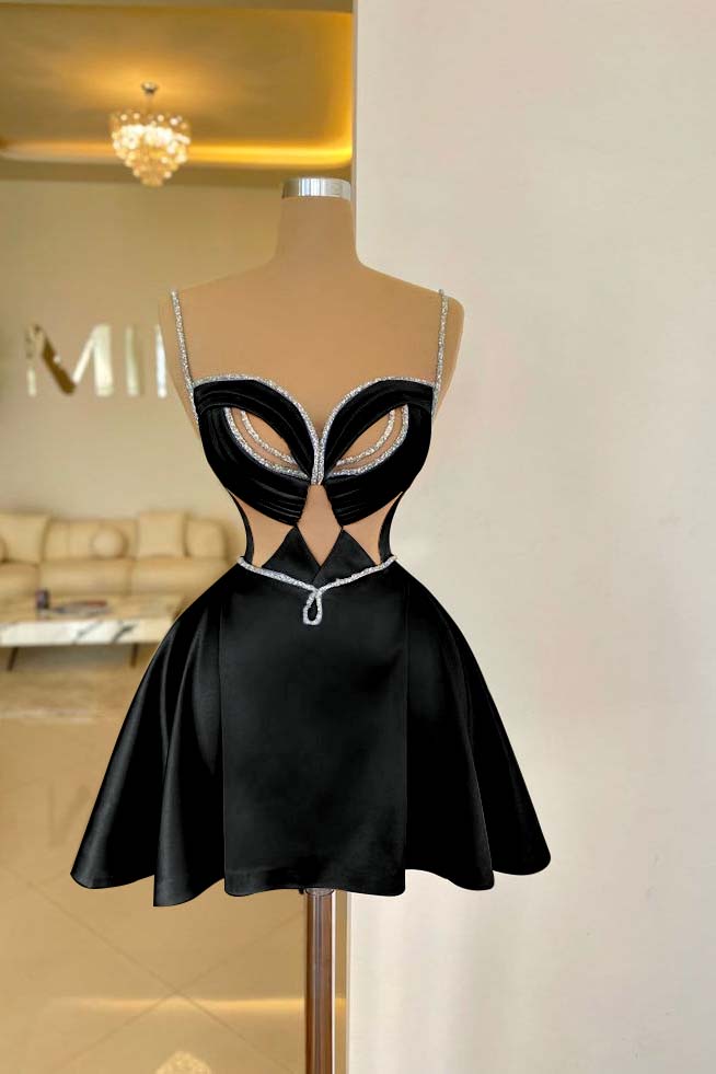 Spaghetti Strap Sleeveless Short Homecoming Dress With Sequins HC0156