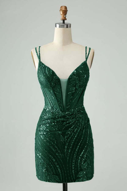 Spaghetti Strap Sleeveless Short Homecoming Dress With Appliques HC0130