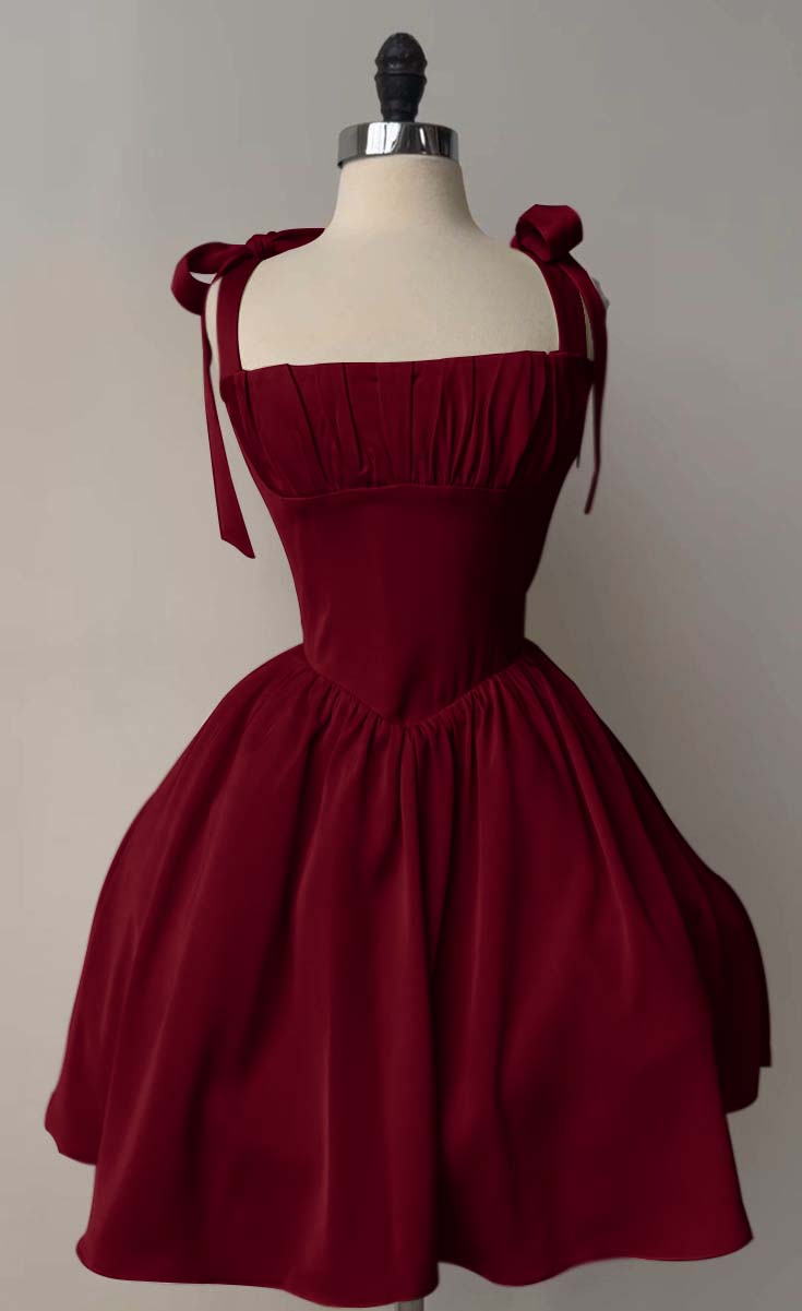 Straps Sleeveless Short A Line Homecoming Dress With Pleated HC0170