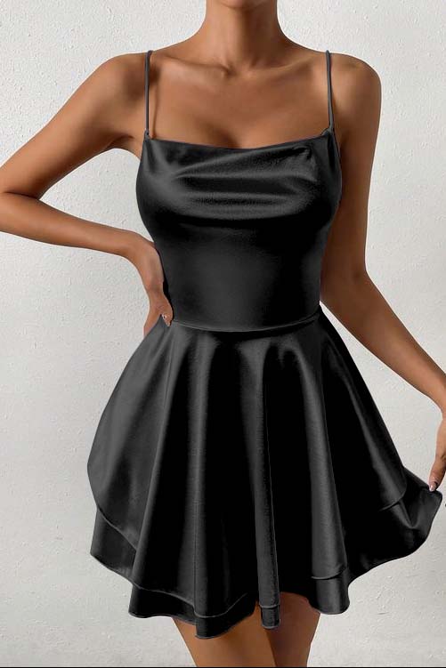 Sleeveless Spaghetti Strap Short Homecoming Dress With Ruffles HC0138