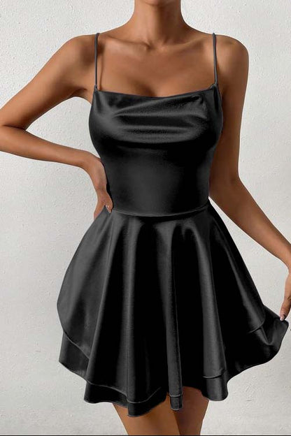 Sleeveless Spaghetti Strap Short Homecoming Dress With Ruffles HC0138