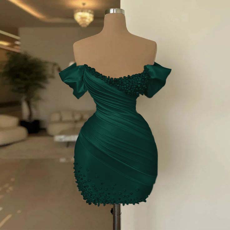 Off the Shoulder Sleeveless Short Homecoming Dress With Beading HC0154