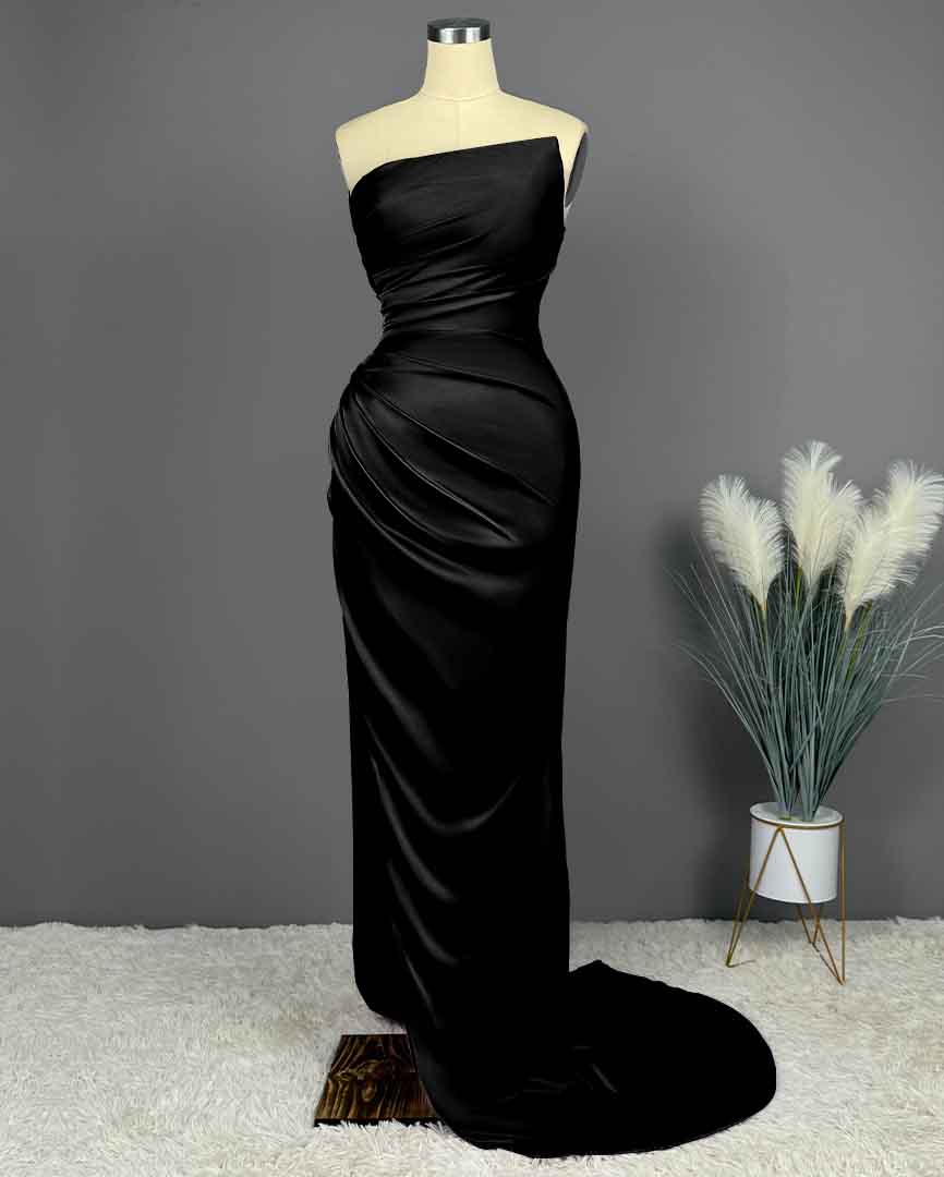 Simple Blue Prom Dress Sleeveless Charmeuse Gown With High Slit PLeated X0002