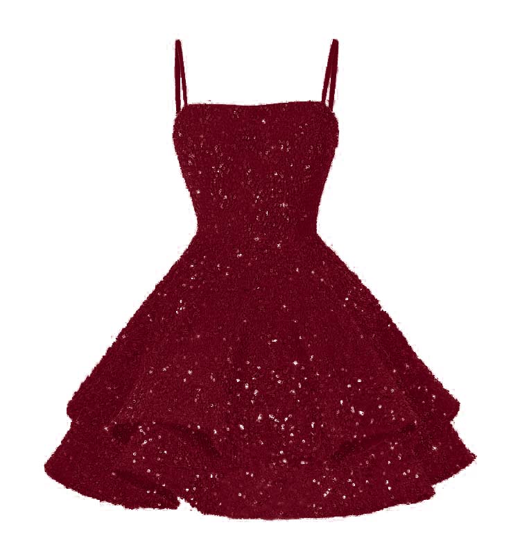 Glamorous Pink Spaghetti Strap Homecoming Dress Backless Sequins Prom Dress YO070