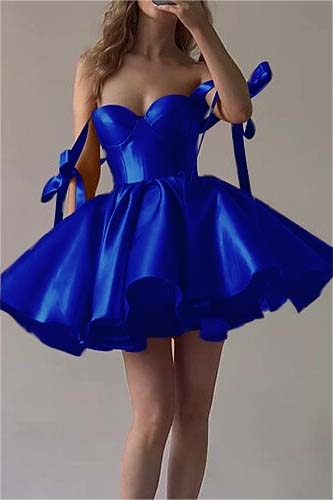 Amazing Fuchsia Satin Sweetheart Short  A-Line Homecoming Dress With Ruffles HC0002