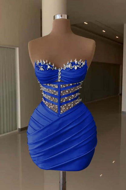 Sweetheart Sleeveless Pleated Short Homecoming Dress With Beading HC0147
