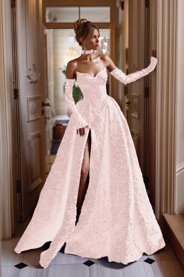 Luxurious Gorgeous Burgundy Split Beaded Prom Dress With Sleeves And Scarf ZT0207