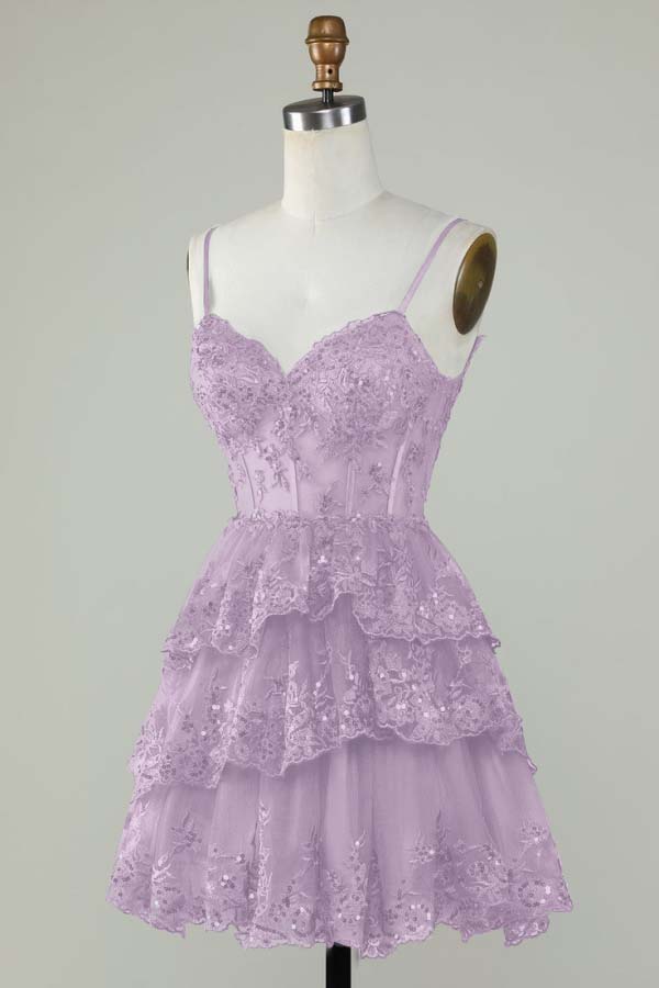 Exquisite Spaghetti Strap Sleeveless Beaded Homecoming Dress With Embroidery HC0013