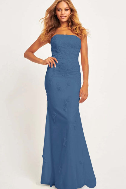 Gorgeous Blushing Pink Prom Dress Strapless Applique Sleeveless Slimming CY0001