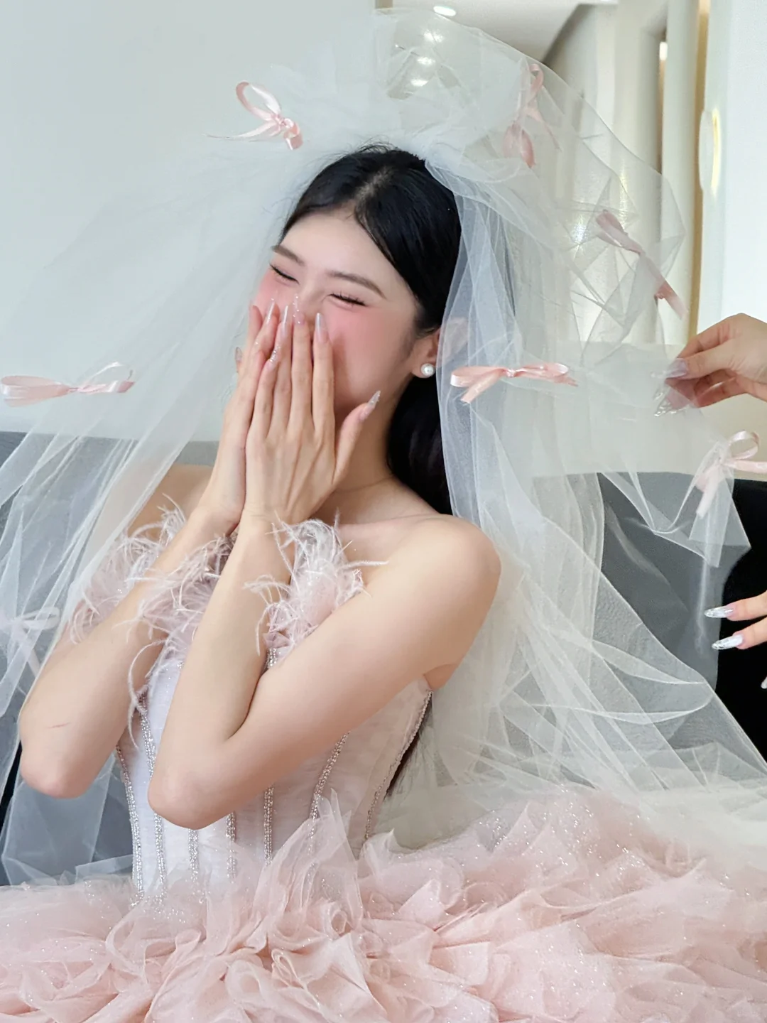 Cute A Line Strapless Corset Feather Pink Tulle Short Homecoming Dress Cocktail Dress SH2995