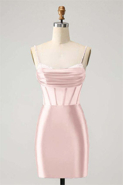 Hellodresses Royal Blue Spaghetti Strap Sleeveless Short Homecoming Dress With Beadings