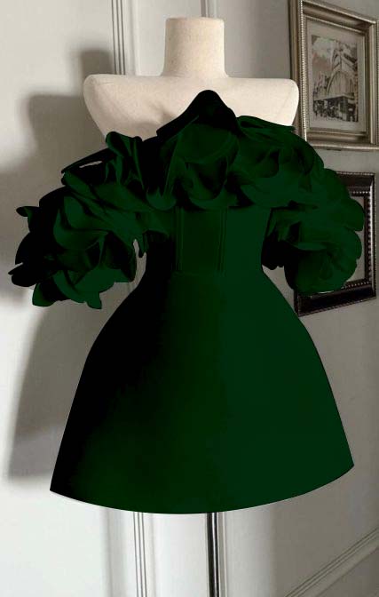 Off the Shoulder Sleeveless Short Homecoming Dress With Ruffles HC0153