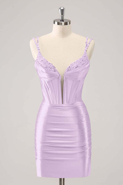 Spaghetti Strap Sleeveless Short Homecoming Dress With Beading HC0143