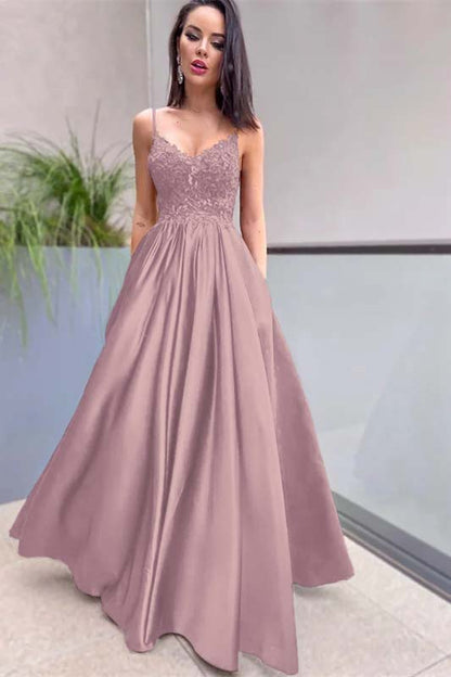 Royal Blue Prom Dress Lace Appliques With Pockets PD0209