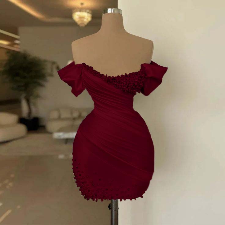 Off the Shoulder Sleeveless Short Homecoming Dress With Beading HC0154