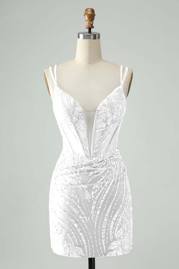 Spaghetti Strap Sleeveless Short Homecoming Dress With Appliques HC0130